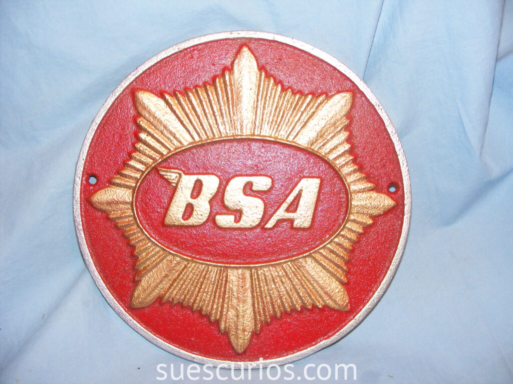 Red Bsa Lettering Cast Iron BSA Motorbike Sign